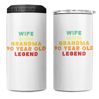 90th Birthday Gifts For Women 4 in 1 Can Cooler Tumbler Wife Mom Grandma 90 Year Old Legend