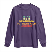 90th Birthday Gifts For Women Long Sleeve Shirt Wife Mom Grandma 90 Year Old Legend