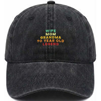 90th Birthday Gifts For Women Washed Cotton Baseball Cap Wife Mom Grandma 90 Year Old Legend