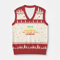 80th Birthday Gifts For Women V-Neck Knit Sweater Vest Wife Mom Grandma 80 Year Old Legend