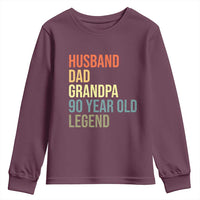 90th Birthday Youth Sweatshirt Husband Dad Grandpa 90 Year Old Legend