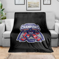 USA Ice Hockey Throw Blanket America Champions Patriotic Ice Hockey Team Fan
