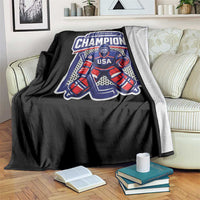 USA Ice Hockey Throw Blanket America Champions Patriotic Ice Hockey Team Fan