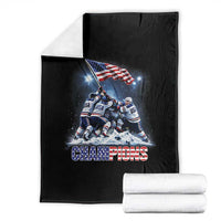 USA Ice Hockey Throw Blanket Hockey Champions 2026 USA Players Raising Flag On Ice