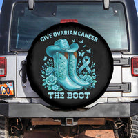 Give Ovarian Cancer The Boot Spare Tire Cover Cowgirl Cancer Awareness Teal Ribbon