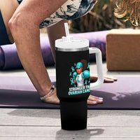 Black Women Fight Ovarian Cancer Awareness Tumbler With Handle African American Teal Ribbon Support