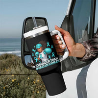 Black Women Fight Ovarian Cancer Awareness Tumbler With Handle African American Teal Ribbon Support