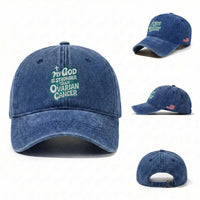 My God is Stronger Than Ovarian Cancer Washed Cotton Baseball Cap