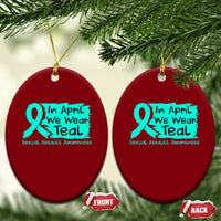 Sexual Assault Awareness Ceramic Ornament In April We Wear Teal