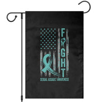 Sexual Assault Awareness Garden Flag Fight Cancer American Flag Teal Ribbon