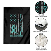 Sexual Assault Awareness Garden Flag Fight Cancer American Flag Teal Ribbon