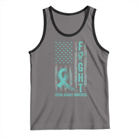 Sexual Assault Awareness Tank Top Fight Cancer American Flag Teal Ribbon