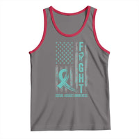 Sexual Assault Awareness Tank Top Fight Cancer American Flag Teal Ribbon