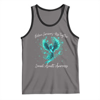 Sexual Assault Awareness Tank Top Phoenix Bird Reborn Rising Born Again Firebird Teal Ribbon
