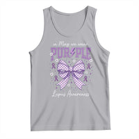 In May We Wear Purple Lupus Awareness Tank Top Purple Ribbon Coquette Bow