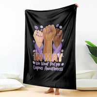 In May We Wear Purple Lupus Awareness Throw Blanket Purple Ribbon