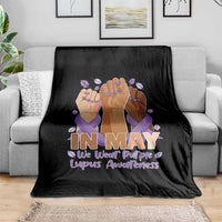 In May We Wear Purple Lupus Awareness Throw Blanket Purple Ribbon