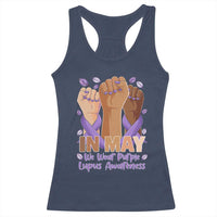 In May We Wear Purple Lupus Awareness Racerback Tank Top Purple Ribbon