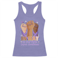In May We Wear Purple Lupus Awareness Racerback Tank Top Purple Ribbon