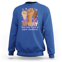 In May We Wear Purple Lupus Awareness Sweatshirt Purple Ribbon