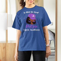 Lupus Awareness T Shirt For Women African American Black Women Fight Lupus Purple Ribbon