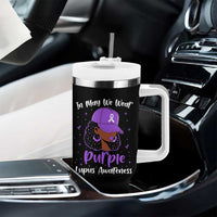 Lupus Awareness Tumbler With Handle African American Black Women Fight Lupus Purple Ribbon