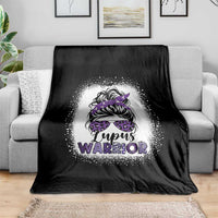 Lupus Warrior Throw Blanket Purple Ribbon Messy Bun Women