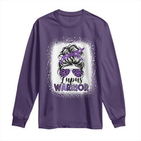 Lupus Warrior Long Sleeve Shirt Purple Ribbon Messy Bun Women
