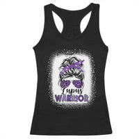 Lupus Warrior Racerback Tank Top Purple Ribbon Messy Bun Women