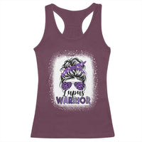 Lupus Warrior Racerback Tank Top Purple Ribbon Messy Bun Women