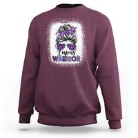 Lupus Warrior Sweatshirt Purple Ribbon Messy Bun Women
