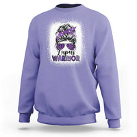 Lupus Warrior Sweatshirt Purple Ribbon Messy Bun Women