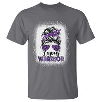 Lupus Warrior T Shirt Purple Ribbon Messy Bun Women