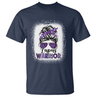 Lupus Warrior T Shirt Purple Ribbon Messy Bun Women