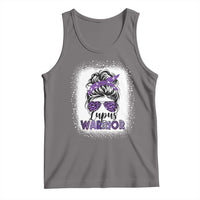 Lupus Warrior Tank Top Purple Ribbon Messy Bun Women