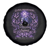 Lupus Awareness Spare Tire Cover Lion Purple Ribbon My God Is Stronger Than Lupus
