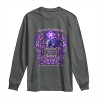 Lupus Awareness Long Sleeve Shirt Lion Purple Ribbon My God Is Stronger Than Lupus