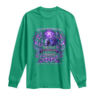 Lupus Awareness Long Sleeve Shirt Lion Purple Ribbon My God Is Stronger Than Lupus