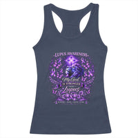 Lupus Awareness Racerback Tank Top Lion Purple Ribbon My God Is Stronger Than Lupus