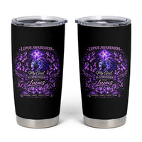 Lupus Awareness Tumbler Cup Lion Purple Ribbon My God Is Stronger Than Lupus