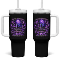 Lupus Awareness Tumbler With Handle Lion Purple Ribbon My God Is Stronger Than Lupus