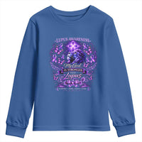 Lupus Awareness Youth Sweatshirt Lion Purple Ribbon My God Is Stronger Than Lupus