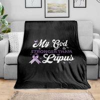 My God Is Bigger Than Lupus Throw Blanket Purple Ribbon