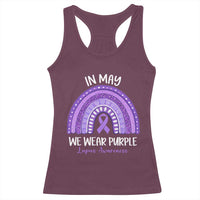 Lupus Awareness Racerback Tank Top In May We Wear Purple Ribbon Rainbow