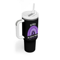 Lupus Awareness Tumbler With Handle In May We Wear Purple Ribbon Rainbow