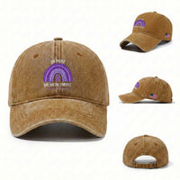 Lupus Awareness Washed Cotton Baseball Cap In May We Wear Purple Ribbon Rainbow