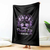 Purple Up Military Child Throw Blanket Camo Messy Bun Military Kid Month