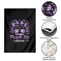 Purple Up Military Child Garden Flag Camo Messy Bun Military Kid Month