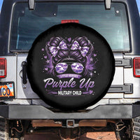 Purple Up Military Child Spare Tire Cover Camo Messy Bun Military Kid Month