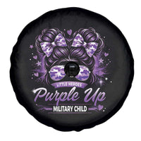 Purple Up Military Child Spare Tire Cover Camo Messy Bun Military Kid Month